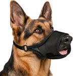 LUCKYPAW Dog Muzzle Mesh Dog Muzzle for Large Medium Small Dogs Soft Muzzles for Biting Chewing Certain Barking Breathable Muzzle with Adjustable Strap for Training (Black, L(Snout:9.75"-11"))