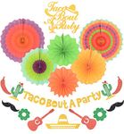 Taco Bout a Party Decorations | Gold Glitter Taco Bout a Party Banner Sign | Beautiful colors paper tissue fans | for Mexican Fiesta Themed Birthday Bachelorette Wedding Party Decor Baby Shower Decora