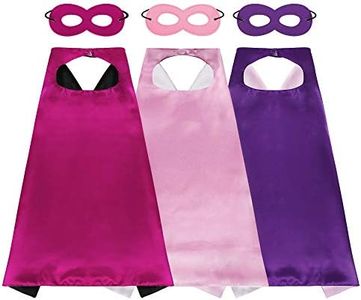 Capes et Masques de Super-héros 3 Pièces Double Side Satin Capes 3 Pièces Masque de Feutre pour Enfants Cosplay Déguisement Fête d'anniversaire Halloween Noël