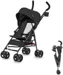 Dream On Me Rover Convenience Baby Stroller in Black, Lightweight & Compact Umbrella Stroller, Easy one-Hand fold Travel Stroller, Lockable Rear Wheels, Removable & Adjustable Canopy