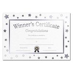 Winner Certificate - Pack of 25 - Competition Quiz Game Contest - Blank Fill-in 1st Place Award - Baby Shower Wedding Hen Party Christmas Halloween Sports Activity - A5 Size Eco-Friendly - Made in UK