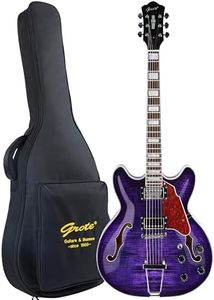 GROTE Jazz Electric Guitar Semi-Hollow Body Trapeze Tailpiece Bridge Guitar Gig Bag (Purple)