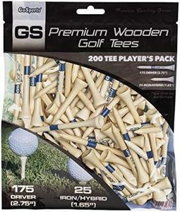 GoSports 2.75 Inch Premium Wooden Golf Tees - 200 Tee Player's Pack with Driver and Iron/Hybrid Tees, Choose Your Tee Color