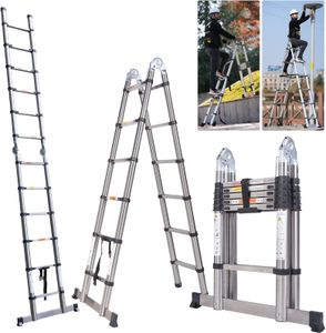 Telescopic Folding Ladder 3.8M – Stainless Steel, Portable