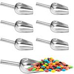 Small Metal Scoop, 6 Pack 6oz Stainless Steel Scoop Set, Mini Ice Scoops Flour Scoop for Kitchen Flour and Sugar Container, Candy Buffet, Coffee Beans, Popcorn -8inch, Silver