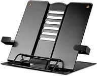 Volo Portable Metal Book Stand Holder - Adjustable, Foldable Design for Desktop Use - Ideal for Cookbooks, Textbooks, Sheet Music, and More - Convenient Book Organizer (Black)