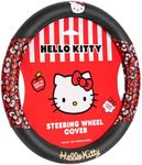 Hello Kitty Steering Wheel Cover, Official Sanrio Car Steering Wheel Cover with Universal Size 14.5-15.5, Cute Black Steering Wheel Cover for Women, Hello Kitty Car Accessories (Hello Kitty Bows)