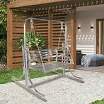 Kaushalendra Stainless Steel Indoor Swing Jhula - 2 Seater with Stand, Both Sides Usable Seat, Easy to Assemble, 300 Kg Capacity, 127 Centimeters