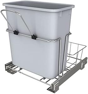 Rev-A-Shelf 20 Quart Pullout Kitchen Cabinet Metal Wire Sliding Universal Trash Can with Rear Basket for Waste Disposal and Organization RUKD-1420RB-1