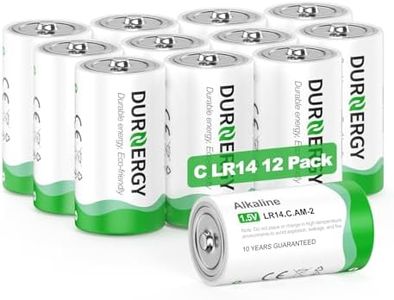 DURNERGY C Batteries 12 Pack, Alkaline Battery C Size Batteries, 1.5V C/LR14 Batteries, Type C Battery