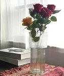 Glass Vase for Flowers, Large Tall Clear Ribbed Flower Vases for Table Decoration Centrepiece, Modern Ornaments for Living Room Dining Bedroom Home Minimalist Decor Accessories, Personalised Gifts