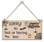 No Trick Or Treating Here Sorry Happy Halloween Do Not Disturb Sign Handmade Wooden Hanging Wall Plaque Gift Hallway Home Décor