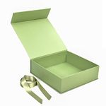 RBS - Rigid Box Sivakasi Green Gift Boxes For Packaging, 2.5M Satin Spring Moss Ribbon (1 Pack) Hamper Boxes (26 X 26 X 8Cm) Gift Cardboard Box Empty Gift Hamper Box Reusable Gift Boxes (Green)