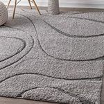 Tauhid Carpet Handwoven Super Soft Export Quality(USA) Shag Collection Graceful Swirl Area Rug,Bedroom Carpet Grey 5x7 Feet