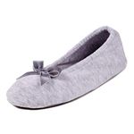 Isotoner Women's Ladies Terry Ballerina Slippers Open Back, Grey (Grey), L UK