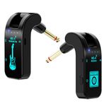 Wireless Guitar System 2.4 GHz with 8 Channels Rechargeable Audio Wireless Guitar Transmitter Receiver for Electric Guitar Bass Electric Wind Instruments,48K/16bit Real-time Transmissio