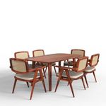 PLANKO | Ariya Premium Sheesham Dining Table 6 Seater with Cane Inlay | Designer Chairs with Armrest | Comfortable Cushioning | Ergonomically Designed | Honey Gold (Honey Gold)