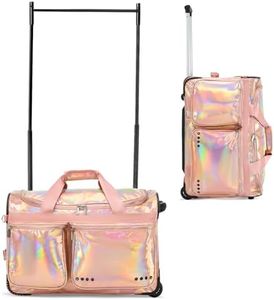 Fanwoli 23" Dance Bag with Garment Rack | Prism-Glowing Collection | Waterproof Iridescent Fabric | Ideal Competition Duffle Bag for Dancer Cheerleader Little Princess | Aurora Galaxy