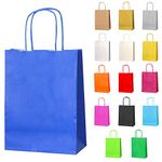 Thepaperbagstore 10 Small Blue Paper Party Bags With Handles - Colourful Paper Gift Bags for Kids and Adults Parties, Birthdays, Weddings, Baby Showers, Hen Parties and Sweets 18x22x8cm