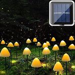 20 LED Solar Garden Lights, 8 Modes, 5M/16.4 Ft Mushroom Pathway Outdoor Landscape Stake Lights, Waterproof Ground Lamps for Yard, lawns, Wedding Party Decoration, Warm White