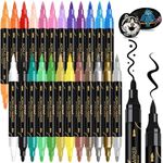 Art+soul 24 Colors Acrylic Paint Pens-Dual Tip Markers, Vibrant, Long Lasting Colors that Dry Quickly, Ideal for Canvas, Paper, Glass, Ceramic, Wood, and Rock