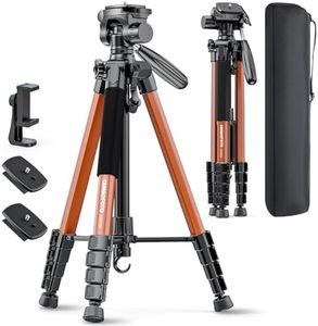 CAMBOFOTO 74"-Camera-Tripod, Professional Aluminum Heavy Duty Tripod Stand for Mirrorless Camera/DSLR/Cell Phone/Camcorder, with Holder and Travel Bag (Orange)