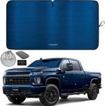 Autoamerics 1-Piece Windshield Sun Shade - Metallic Blue Foldable Car Front Window Sunshade for Most Cars SUV Truck Heat Blocker Visor Protector Blocks Max UV Rays and Keeps Your Vehicle Cool - Large