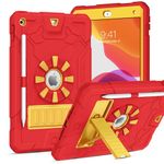 BENTOBEN for iPad 9th Generation Case,iPad 8th/7th Generation Case with Kickstand, 3 in 1 Heavy Duty 10.2" iPad 2021/2020/2019 Case with Pen Holder Shockproof Protective Tablet Cover,Red/Yellow