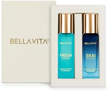 Bella Vita Luxury Skai Aquatic EDC & Fresh EDT Unisex Perfume Combo with Bergamot,Ylang Ylang,Pink Pepper|Long Lasting Fragrance Scent|Pack of 2, 20Ml Each