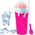 Slushie Maker Cup, Double Layer Squeeze Cup Slushy Maker Slushy Maker Cup, Slushie Squeeze Cup, 500ml Slushie Maker Cup for Homemade Milkshake, DIY Smoothie Maker for Kids(500ml/Pink/A)