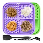 Lick Mat for Dogs and Cats, 2 Pack Slow Feeder Cat Bowl Come with Suction Cups, Dog Lick Mat Spatula and Cleaning Brush