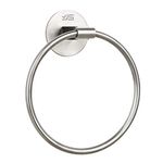 JS Self Adhesive Towel Holder,Stainless Steel Bathroom Towel Ring 7.08 inches/18cm,Wall Mounted 3M Self Adhesive Hand Towel Rails for Kitchen Bathrooms