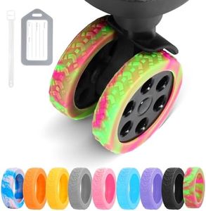 DIGIGRE Luggage Wheel Covers, 8 PCS Silicone Wheel Protector Covers for 2-2.6 inches 8-Spinner Wheels, Wear-Resistant, Anti-Noise, Pink+Green