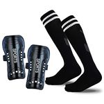 Mypre Shin Guards for Kids Youth Soccer Protective Gear Pad Cotton Sock Sleeve Football Board Equipment Fit 5-10 Years Old Boys Girls Teenager Child (Black)