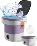 Portable Washing Machine, 13L Large Capacity Laundry Washer Cleaning for Underwear, Baby Clothes, Shirts,Small Delicates.Foldable Mini Washer and Dryer Combo for Apartment,Hotel,Camp,RV,Travel(Purple)