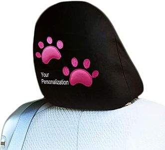 Yupbizauto Personalized Embroidery Dog Cat Animal Pink Paw Logo Truck SUV Car Seat Headrest Cover1 Piece Made in USA