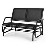 COSTWAY 2-Person Outdoor Glider Bench, Patio Double Swing Gliding Chair Loveseat, Steel Frame Fabric Garden Relax Rocking Chair for Balcony, Porch, Backyard and Poolside (Black)