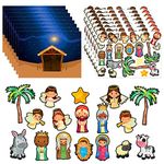 FaCraft Nativity Stickers,24 Sheets Make a Nativity Scene Sticker,Funny Christmas Crafts for Religious Party Favor Nativity Scene Party Game for Kids