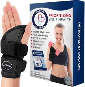 Dr. Arthritis Doctor Developed Fitted Wrist Brace for Carpal Tunnel Syndrome, Tendonitis and other Wrist Conditions, Splint Support for Men and Women Single (Black, Right Hand)