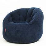 Couchette® Papillon XXXL Filled Bean Bag Chair in Navy Blue Sherpa (Filled with Beans, Wool)