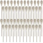 Set of 50 12 Inch Long Wooden Spoons for Cooking Kitchen Wooden Spoons for Crafts Long Handle Wood Spoons Oval Wood Mixing Spoons Baking Mixing Serving Craft Utensils for Serving Baking Stirring