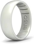 Enso Rings Classic Elements Silicone Ring Infused with Precious Elements – Wedding Engagement Band – 6.6mm Wide, 1.75mm Thick (Pearl, 13)