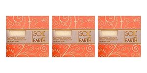 SOIL AND EARTH HANDMADE NATURAL SOAPS (SAFFRON & HONEY)_3*100gm/ 3.5oz