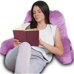 ComfortSpa Reading Pillow for Bed Adult Size, Back Rest Pillow with Arms, Pockets and Washable Cover; Use as a Back Pillow for Sitting in Bed for Bedrest or Relief from Heartburn (Large Lavender)