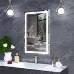 16"x 24" LED Bathroom Mirror Vanity Mirror, Anti-Fog, Dimmable, Color Temperature Adjustable 3000-6000K, Switch-held Memory Led Wall Mirror Suitable for Bathroom, Vanity (Vertical/Horizontal)