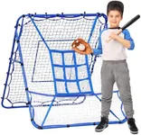 5×4FT Baseball Pitching Rebounder Net, Softball Practice Equipment for Pitch Back with 2 x 6-Angle Quick Adjustments, Batting Target Ribbon, Sport Training Hitting Nets for Backyard