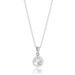 Sterling Silver Crystal Halo Pendant Necklace, 18"