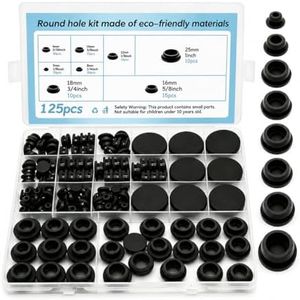125 Pcs Black Rubber Plugs for Round Holes, Various Sizes of Round Hole Silicone Tool, 8 Sizes of Rubber Grommets Rubber Stoppers Plugs Suitable for Car Wiring Furniture