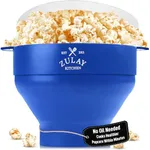 Zulay Microwave Popcorn Popper - BPA-Free Silicone Popcorn Popper Microwave Popcorn Bowl - Collapsible Microwave Popcorn Maker - Family Movie Night Supplies - Blue