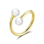 Philip Jones Gold Plated Adjustable Double Pearl Ring